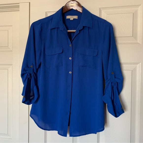 Electric Blue Blouse Size M - Picture 6 of 6
